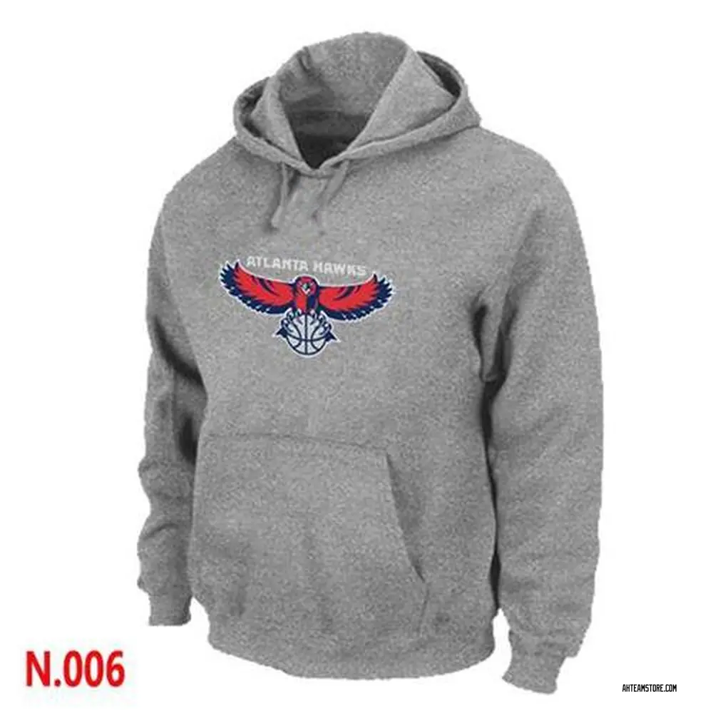 Men's Atlanta Hawks Grey Pullover Hoodie - -