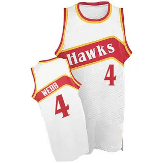 Men's Spud Webb Atlanta Hawks White Throwback Jersey - Authentic